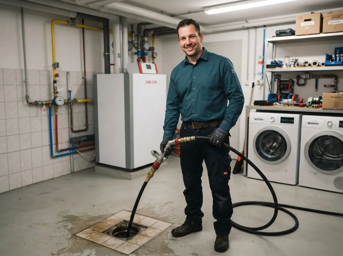 Rohrreinigung: Techniker im Einsatz