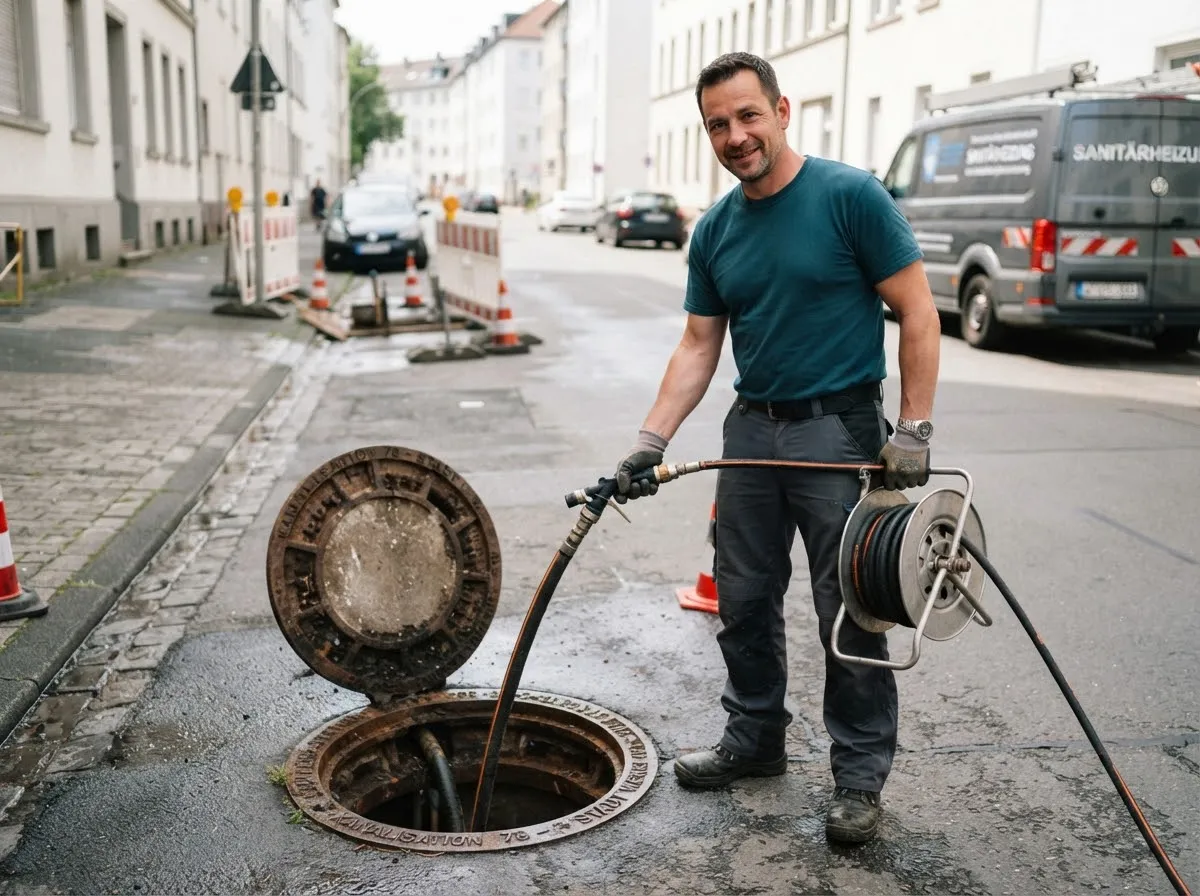 Kanalreinigung: Techniker im Einsatz