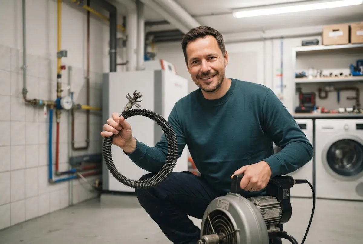 Rohrverstopfung: Techniker im Einsatz